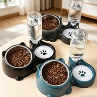 Automatic Pet Feeder & Water Dispenser, Integrated for Cats Dogs, No Battery/Power Needed, Slanted Mouth Design