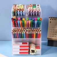 1 pen holder storage rack, multifunctional large capacity stationery storage box, desktop storage box, school office supplies