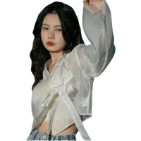 Hanfu Style Modal Ice Silk Shawl Sheer Long Sleeve Sun Protection Cardigan V-Neck Open Front Outerwear Summer Season