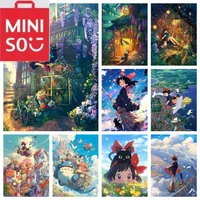 MINISO Cute Flying Anime Girl and Cat 5d Full Diamond Art Painting Fantasy Cartoon Landscape DIY Art Mosaic Home Decoration