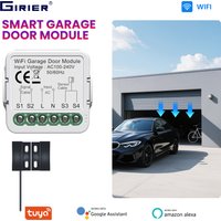 GIRIER Tuya Smart WiFi/ZigBee Garage Door Controller Module Support APP Remote Timing Functions Compatible with Hey Google Alexa