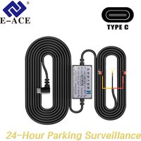 E-ACE 3.5M Zestaw do podłączenia kamery samochodowej do zasilania, Type-C 12V-24V na 5V/2.5A, ładowarka do lusterka DVR z bezpiecznikiem i ochroną przed niskim napięciem, łatwa instalacja