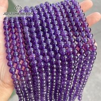 5A Natural Stone Purple Amethysts Beads Round Loose Spacer 4 6 8 10mm Pick Size For Jewelry Making Diy Bracelet Accessories