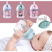 Double Handle Straw Mug Children's Water Bottle Bottle Photography Accessories Kindergarten Leak Proof Drinking Cups