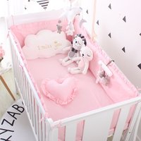 5Pcs Solid Color Cot Set Bed Protector Bed Protector Crib Bumper Crib Set jogo de cama Baby Bedding Set (4bumpers+Sheet)