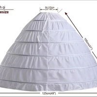 Cheap 6 Hoop Crinoline White Long Wedding Petticoat Ball Gown Dress Underskirt Skirt Half Slips Wedding Accessories for Women