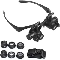 New Headband LED Light Glasses Magnifier 10X 15X 20X 25X Dual Eye Loupe Lens for Watchmaker Jewelry Optical Lens Glass Magnifier