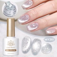BORN PRETTY 10ml Reflective Glitter Cat Magnetic Gel Polish Bright Sparkling Silver Color Semi-permanent UV Nail Art Manicure