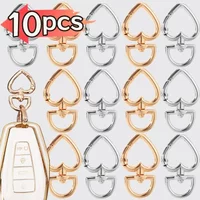 1/10PCS Heart Spring Gate Rings Women Men Exquisite Versatile Alloy Keychains Gold Color Bag Accessory Fashion DIY Jewelry Gift