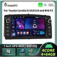 Podofo Carplay Android Autoradio für Toyota Corolla E120 2000-2007/E130 2004-2007/BYD F3 2006-2013 Intelligentes Auto-System mit GPS