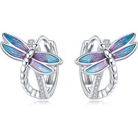 MISEFF S925 Sterling Silver Earrings Insect Exquisite Blue Purple Dragonfly Earring For Women Fashion Jewelry Birthday Gift