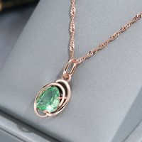 Wbmqda Geometric Light Green Stone Pendant And Necklace For Women 585 Rose Gold Color Trendy Neck Chain Jewelry