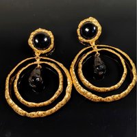 Europe and America vintage oil drop enamel exaggerated fashionable ear rings, grand tassels, pearl stud earrings for women
