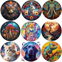 deer Wooden Animal Puzzles Jigsaw for Adults Kids Mysterious cat Puzzle Christmas Gifts Intelligent Family Games Wood Jigsaws