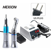 Professional Dental Lab Grinding Set 35000RPM E-Type Micromotor + 18/Contra Angle/Straight Handpiece - EU & US Plug Options