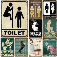 Funny Vintage Toilet WC Restroom Retro Metal Tin Signs Bathroom Home Wall Decor