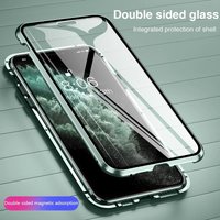Magnetic Case For iPhone 16 15 14 13 12 11 Pro Max Metal Double Sided Glass Cover iPhone XR XSMax 7 8 SE2020 Wireless Charge