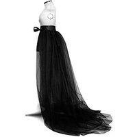 Women Wedding Maxi Tulle Skirts Detachable Train Overskirt Overlay Long Bridal Skirt Ball Gown Black Mesh Skirt