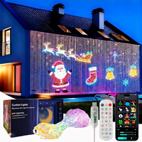 Inteligentne LED-owe kurtyny świetlne sterowane aplikacją, RGB, z możliwością ściemniania, DIY, z funkcją muzyki i oświetlenia ambientowego, do dekoracji domu, na święta, imprezy i Boże Narodzenie.