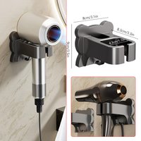 Hair Dryer Holder Wall Mounted Self Adhesive No Drill Hairdryer Rack for Punch Free Bathroom Storage Organizer Space-Saving