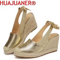 Wedges Sandals for Women Fashion Closed Toe Bandage Espadrille Platform Stylish Slingback Summer Shoes