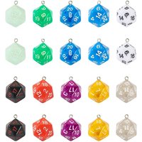 1/3/5pcs Multi Colored Acrylic Dice Game Props with Different Numbers, Used for DIY Accessories with Multi-faceted Digital Dice