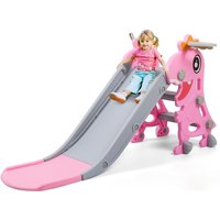 Dinosaur Slide Kids Toddler Indoor Slide Playset Indoor Outdoor Playground Toddler Climber Playset with Basketball Hoop
