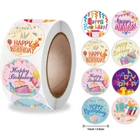 100-500pcs 1inch Cute Happy Birthday Stickers Gift packaging Sealing Label Scrapbooking Stickers DIY Party Decoration Kids toys