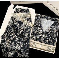 Spring and Autumn New Ladies Ice Silk Pajamas Homewear Suit Women Fashion Long-Sleeved Trousers Senior Sense of Homewear Suit