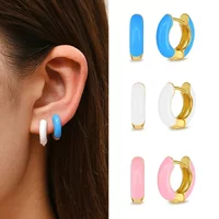 Single Colorful Enamel Women Round Earring Huggie Ear Hoop 2025 New Trend White Orange Green Pendientes Aretes Jewelry Wholesale