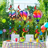 3pcs Hot Air Balloon Wind Spinner Rainbow Garden Pinwheels Wind Spinner Windmill Striped Rainbow Wind Twister Hanging Decor