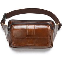 Genuine leather men's waist bag, outdoor single-shoulder crossbody bag, chest bag, men's retro genuine leather men's small bag