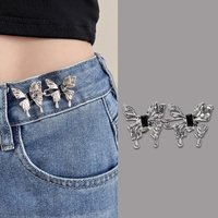 1 Pair Pant Waist Tighteners Metal Butterfly Star Decorative Jeans Button Pins Adjustable No-Sew Pants Clips for Loose Pants