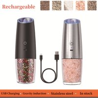 Gravity Induction Electric Salt and Pepper Grinder, USB Charging, Spice Shakers, Kitchen Tool, Pepper Mill Set, Seasoning Bottle