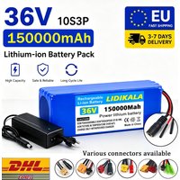 36V, 100Ah, 10S3P mit BMS-Schutzplatine, 18650 Lithium-Ionen-Akkupack, 42V-2A Ladegerät, geeignet für Motorräder, Fahrräder und Roller.