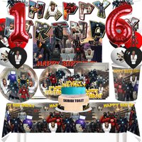 Skibidi Toilet Theme Birthday Party Decoration Supplies Banner Cake topper Balloon Battle Robot Monitor Baby Shower Boys Gifts