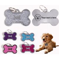 Glitter Custom Text Dog Tags Customized Name Dog ID Tag Laser Engraving Text Number Collar Pendant Personalized Name Pets ID Tag
