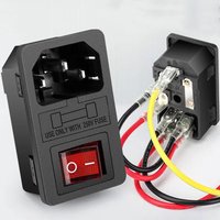 3 Pin IEC320 C14 C15 Electrical Socket LED 250V Rocker Switch Brass 10A Fuse Inlet Plug Pin Connector Rocker Switch Connector