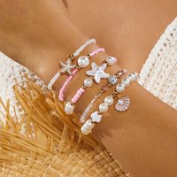 6 Pcs Bohemian Shell Starfish Beaded Bracelet Set for Women Fashion Multilayer Stacked Bracelets Summer Beach Party Jewelry Gift