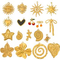 4pcs Stainless Steel Flower Heart Conch Spiral 18K Large Charms Women DIY Necklace Earrings Materials Fashion Jewelry Pendants
