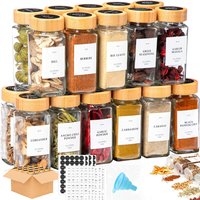 Pots à épices en verre avec couvercle en bambou, récipients d'assaisonnement, Pot à épices, salière, poivrière, organisateur d'épices, ensemble de pots à épices de cuisine