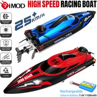 9IMOD HJ808 RC Boat 2.4G High-Speed Remote Control Racing Boat LED 370 Brushed Motor 25Km/h for Adults and Kids