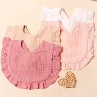 Baby Comfort Saliva Color Dorp Shape Towel Solid With Button Kid BibsHot Sale Children Bib Set Cotton Muslin Toddler