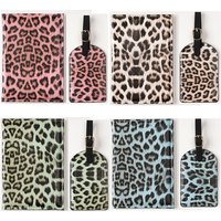 Leopard Print PU Leather Passport Holder Case Travel Luggage Tags Passport Protective Cover Travel Accessories for Women Men