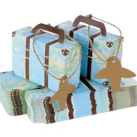 5/10pcs Vintage Suitcase Paper Candy Boxes Airplane Air Mail Gifts Packaging Boxes For Travel Theme Wedding Birthday Party Decor