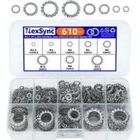 610Pcs 304 Stainless Steel External Tooth Lock Washers, Anti-Vibration Anti-Loose Fastener Kit for Secure Assembly