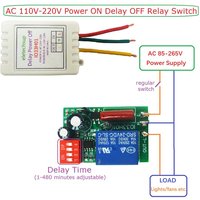 1-480Min Timer Adjustable Disconnect Delay Controller AC 110V 220V Power-ON Delay OFF Relay Switch AC 220V 7A Voltage Output
