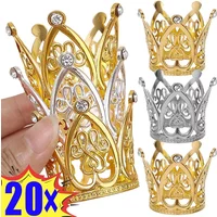 20/1PCS Mini Crown Cake Decoration Princess Topper Shiny Pearl Tiara Children Hair Ornament Wedding Birthday Party Cake Accessor