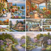 Paysage classique maison point de croix Kit complet bricolage broderie artisanat couture à la main artisanat en gros estampillé pour adultes