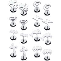 a Pair Of Stylish Personality Stainless Steel Bat Dolphin Skull Lightning Cross Star Moon Earrings